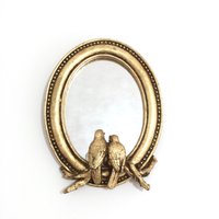 Espelho Oval Dourado 2 Pássaros