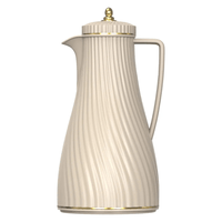 Garrafa Térmica De Poliestireno Bege Com Dourado