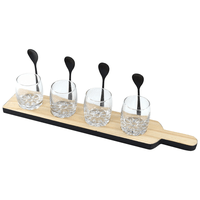 Jogo Copos Para Servir/Shot Base Madeira E Colher 9 Peças