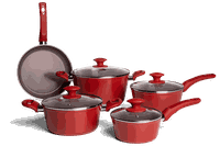 Jogo de Panelas 5 Peças Ceramic Life Optima Brinox Vermelho Carmim