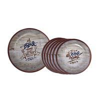 Jogo de Pratos Para Churrasco Cerâmica Barbecue 7 Peças