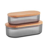 Jogo Porta Mantimentos Em Plástico Com Tampa Madeira 2 Peças