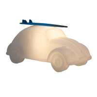 Luminária Abajur Fusca Branco Com Prancha Lâmpada Led