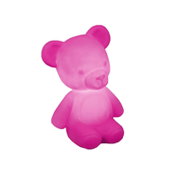 Luminária Abajur Urso Teddy Rosa Com Lâmpada Led