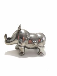 Rinoceronte de Resina Prata P