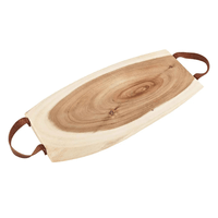 Tabua de Madeira Com Alça de Couro 38cm