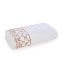 Toalha de Banho Fio Penteado Constanza Branco/ Rosa