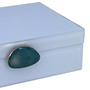 Caixa Porta Joias Madeira E Vidro Branco Detalhe Pedra G 24,5cm