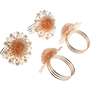 Conjunto De 4 Peças Argola Anel Para Guardanapo Flor Aço Inox Rose Gold