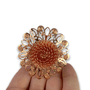 Conjunto De 4 Peças Argola Anel Para Guardanapo Flor Aço Inox Rose Gold