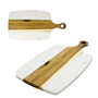 Conjunto De Tábuas Para Servir Mármore Branco E Madeira
