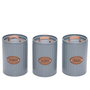 Conjunto Latas Porta Mantimentos Metal E Couro Cinza 3 Peças