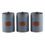 Conjunto Latas Porta Mantimentos Metal E Couro Cinza 3 Peças