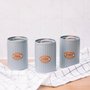 Conjunto Latas Porta Mantimentos Metal E Couro Cinza 3 Peças