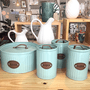 Conjunto Latas Porta Mantimentos Metal E Couro Verde 3 peças