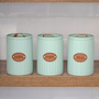 Conjunto Latas Porta Mantimentos Metal E Couro Verde 3 peças