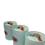 Conjunto Latas Porta Mantimentos Metal E Couro Verde 3 peças