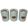 Conjunto Latas Porta Mantimentos Metal E Couro Verde 3 peças