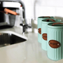 Conjunto Latas Porta Mantimentos Metal E Couro Verde 3 peças