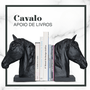 Escultura Aparador Cavalo De Livros Em Resina Preto