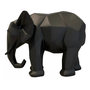 Escultura Elefante Geométrico Em Poliresina Preto G