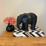 Escultura Elefante Geométrico Em Poliresina Preto G
