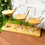 Jogo Potes Porta Condimentos Vidro com Colher Suporte Bambu