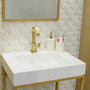 Kit Banheiro Granilite Areia E Dourado Em Cerâmica 2 Peças
