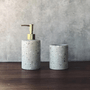 Kit Banheiro Granilite Cinza E Dourado Em Cerâmica 2 Peças