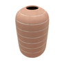 Vaso Cimento Listras Branca Com Rosa Claro 26cm